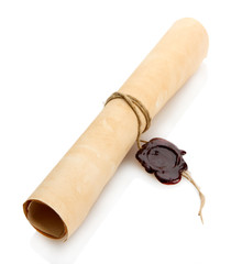 Old scroll isolated on white