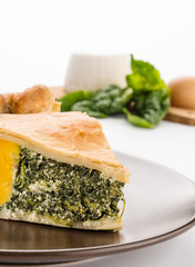 Torta pasqualina - Salt cake, closeup, selective focus