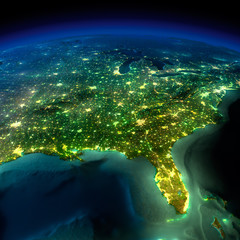 Night Earth. A piece of North America - South Eastern United Sta