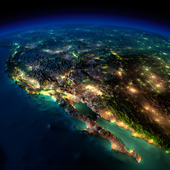 Night Earth. A piece of North America - Mexico and the western U - 50932771
