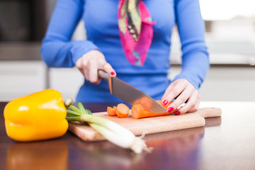 Chopping Vegetables in the Kitchen