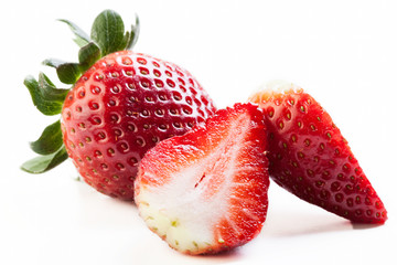 Strawberries on white background