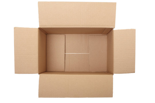 Empty cardboard box on white, clipping path included