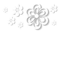 white background with paper flowers