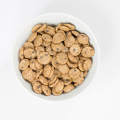 Healthy muesli isolated on white background