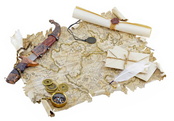Pirate map with knife
