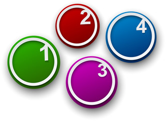 Set of white numbered paper stickers.