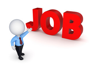 3d small person and word JOB.