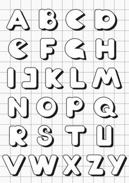 alphabet set cartoon style letters