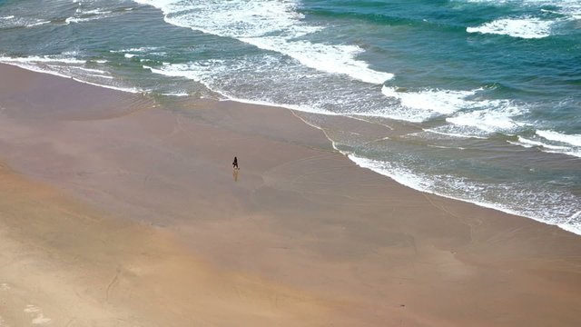 Sea - wide beach with with some lonesone tourist