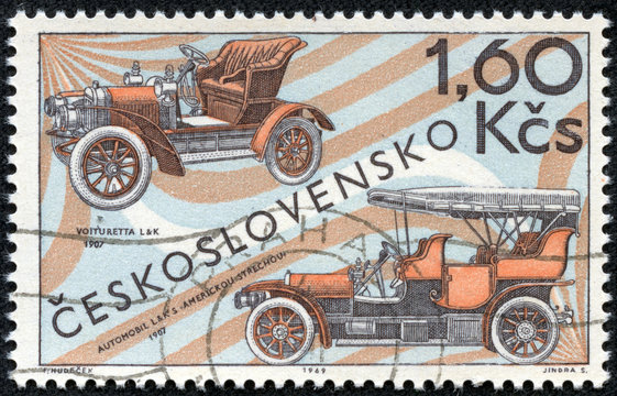stamp shows the Laurin and Klement Voiturette