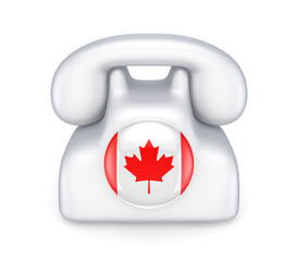 Retro telephone with canadian flag.