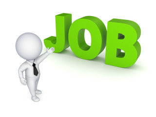 3d small person and word JOB.