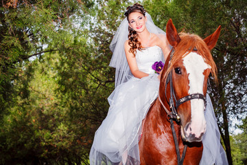 Bride horseback at horse