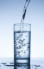 Pouring water into glass
