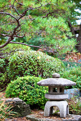 Rock lantern in Japanese zen garden