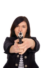 woman with handgun