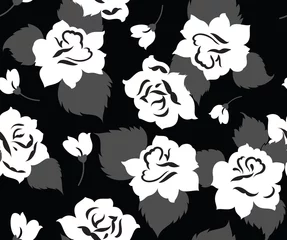 Papier Peint photo autocollant Fleurs noir et blanc Fond d& 39 écran rose fantaisie sans couture