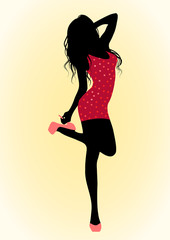 Girl in red dress