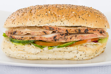 Chargrill Chicken & Salad Sandwich on a white background