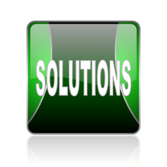 solutions black and green square web glossy icon