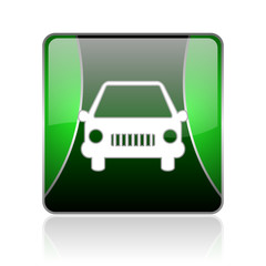 car black and green square web glossy icon