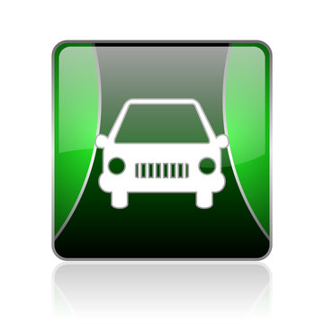 Car Black And Green Square Web Glossy Icon