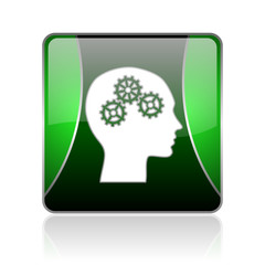 head black and green square web glossy icon