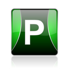 park black and green square web glossy icon
