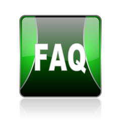 faq black and green square web glossy icon
