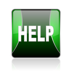 help black and green square web glossy icon