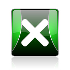 Obraz premium send black and green square web glossy icon