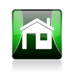 home black and green square web glossy icon