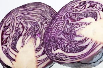 Fototapeta premium Red Cabbage cross section on White Background
