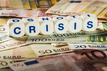 Crisis letters with banknotes