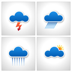 Blue Paper Cloud Weather Icons vector