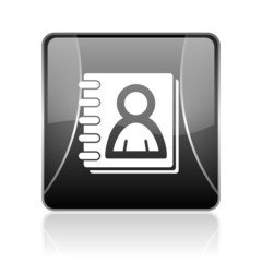address book black square web glossy icon