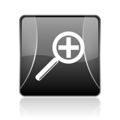 magnification black square web glossy icon