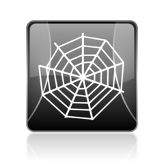 spider web black square web glossy icon
