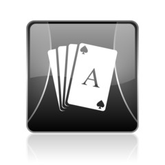 playing cards black square web glossy icon