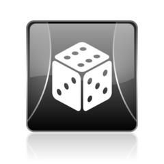 dice black square web glossy icon