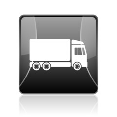 delivery black square web glossy icon