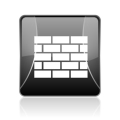 firewall black square web glossy icon