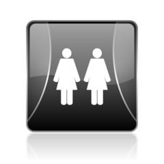 couple black square web glossy icon