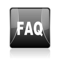 faq black square web glossy icon