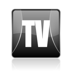 tv black square web glossy icon