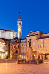 Obraz premium Tartini square in Piran, Slovenia, Europe