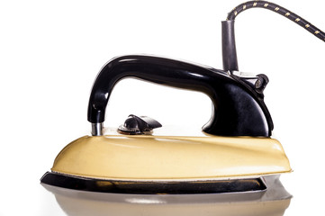 Vintage forties electric iron - on white