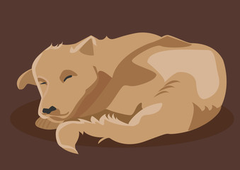 Vector drawing of brown dog sleeping