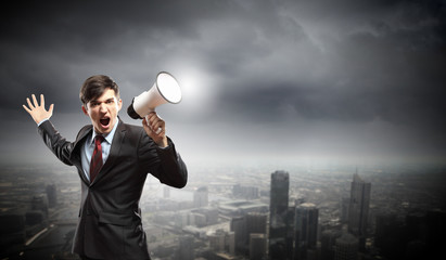 businessman with megaphone